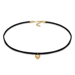 Elli "Herz-Choker Velour Optik | Synt. Leder (schwarz)< Vergoldet|Symbol-schmuck
