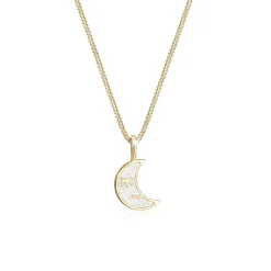 Elli "Kinder Halbmond Gesicht Emaille Glitzer 925 Silber<Kinder Symbol-schmuck|Letzte Chance