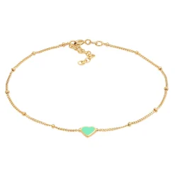 Elli "Kugel-Fußkettchen Herz | Emaille (Pink)< Symbol-schmuck|Herz-schmuck