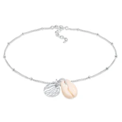 Elli "Kugel-Fußkettchen Muschel< Fußschmuck|Vergoldet