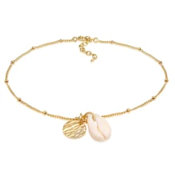 Elli "Kugel-Fußkettchen Muschel< Fußschmuck|Vergoldet