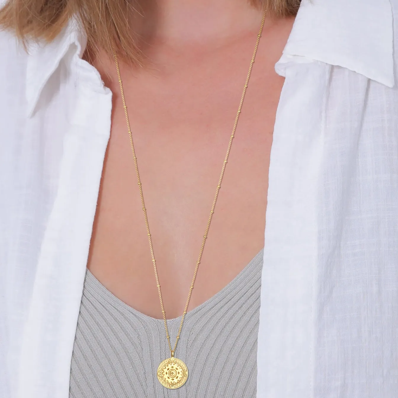 Elli "Kugel-Halskette Münze< Vergoldet|Symbol-schmuck