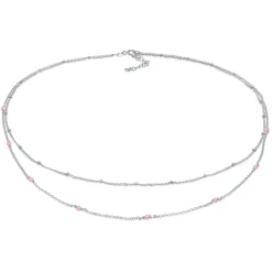 Elli "Kugel-Layer-Halskette | Quarz (Rosa)< Halsketten|Silber