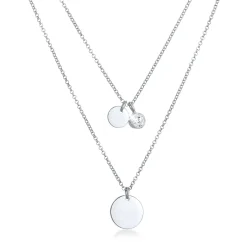 Elli "Layer Halskette Plättchen | Zirkonia (Weiß)< Halsketten|Silber