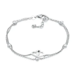 Elli "Layer-Armband Herz | Zirkonia (Weiß)< Symbol-schmuck|Herz-schmuck