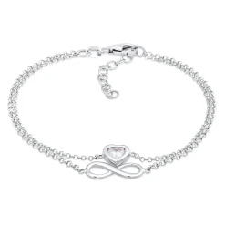 Elli "Layer-Armband Infinity Herz | Zirkonia (Weiß)< Symbol-schmuck|Herz-schmuck