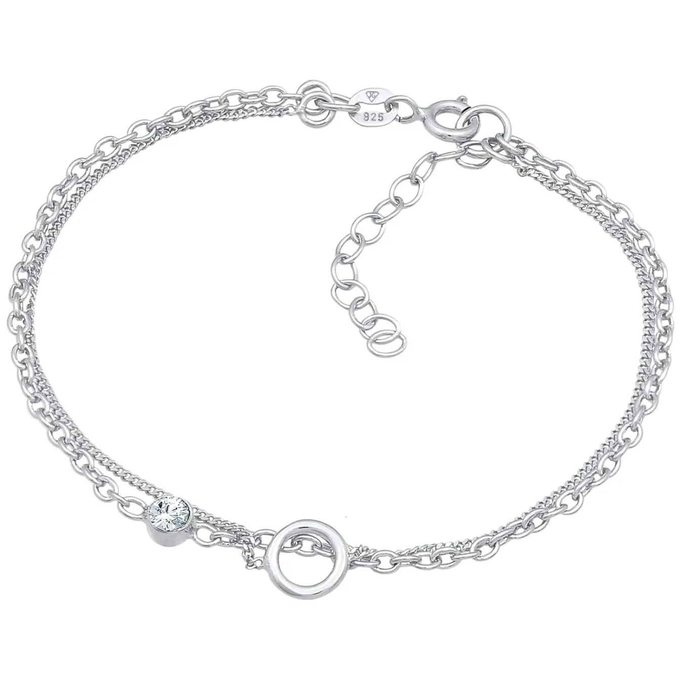 Elli "Layer-Armband Kreis | Kristall (Weiß)< Silber|Roségold