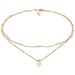 Elli "Layer-Choker | Süßwasserzuchtperle< Vergoldet|Perlen
