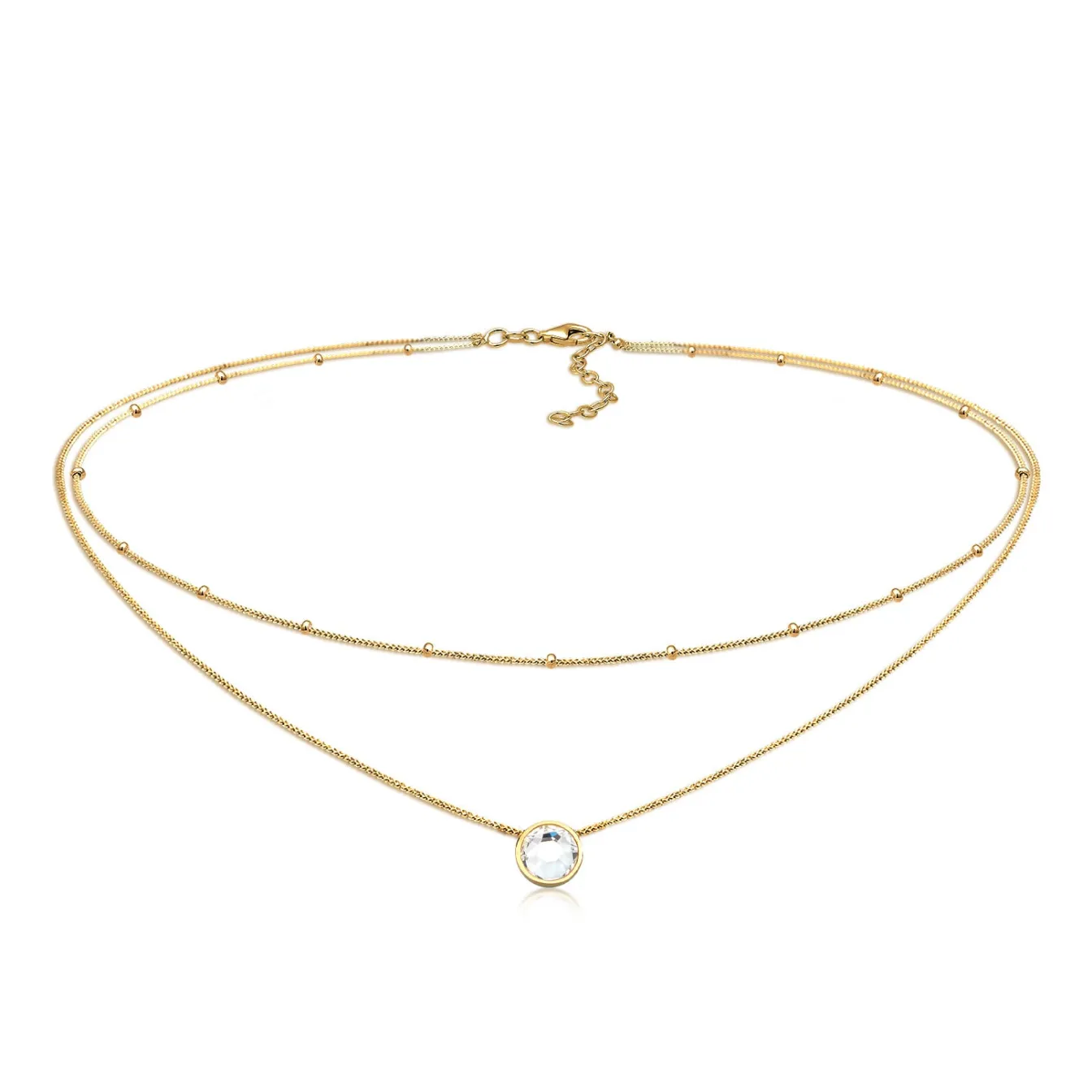 Elli "Layer-Choker Solitär Anhänger | Kristall (Weiß)< Halsketten|Silber