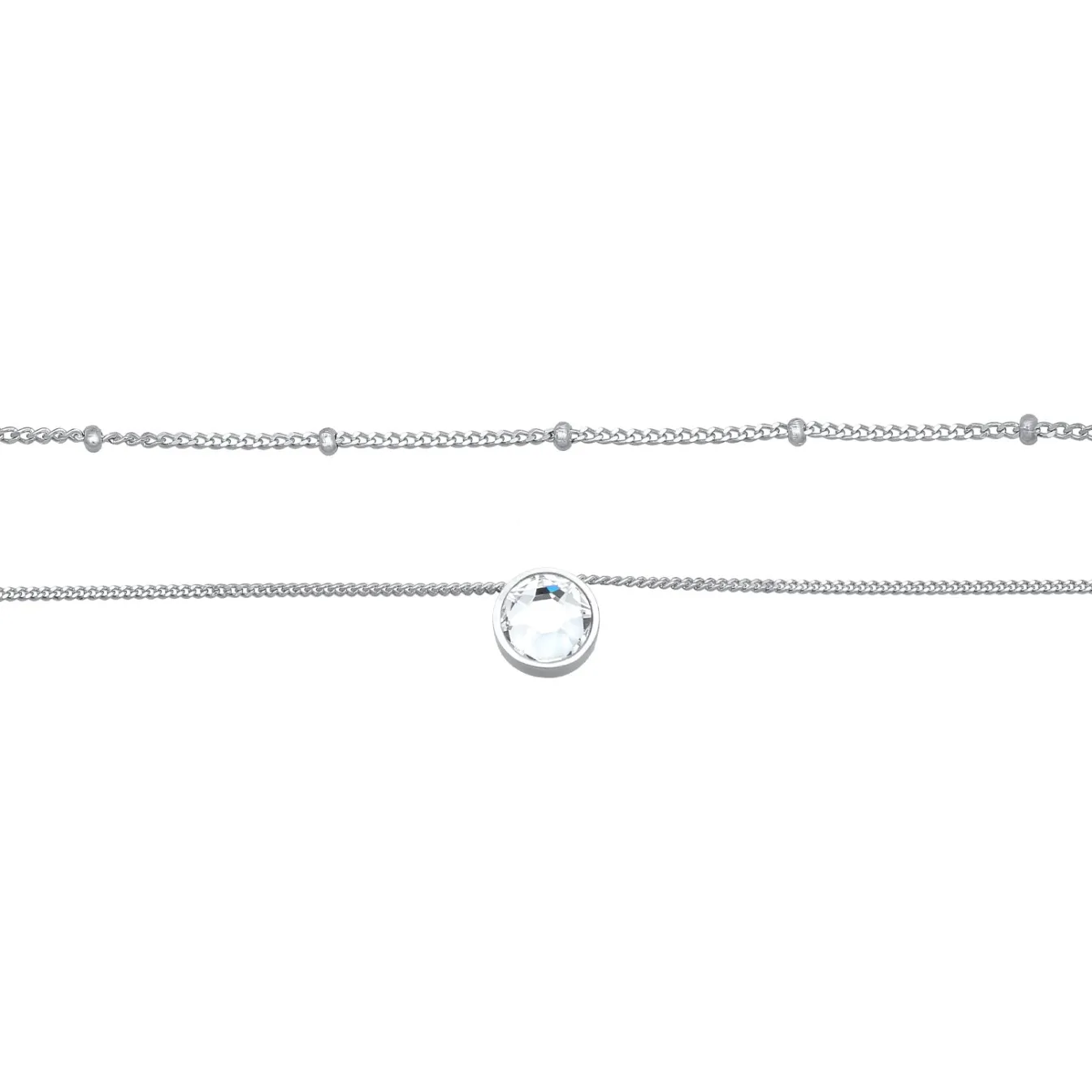 Elli "Layer-Choker Solitär Anhänger | Kristall (Weiß)< Halsketten|Silber