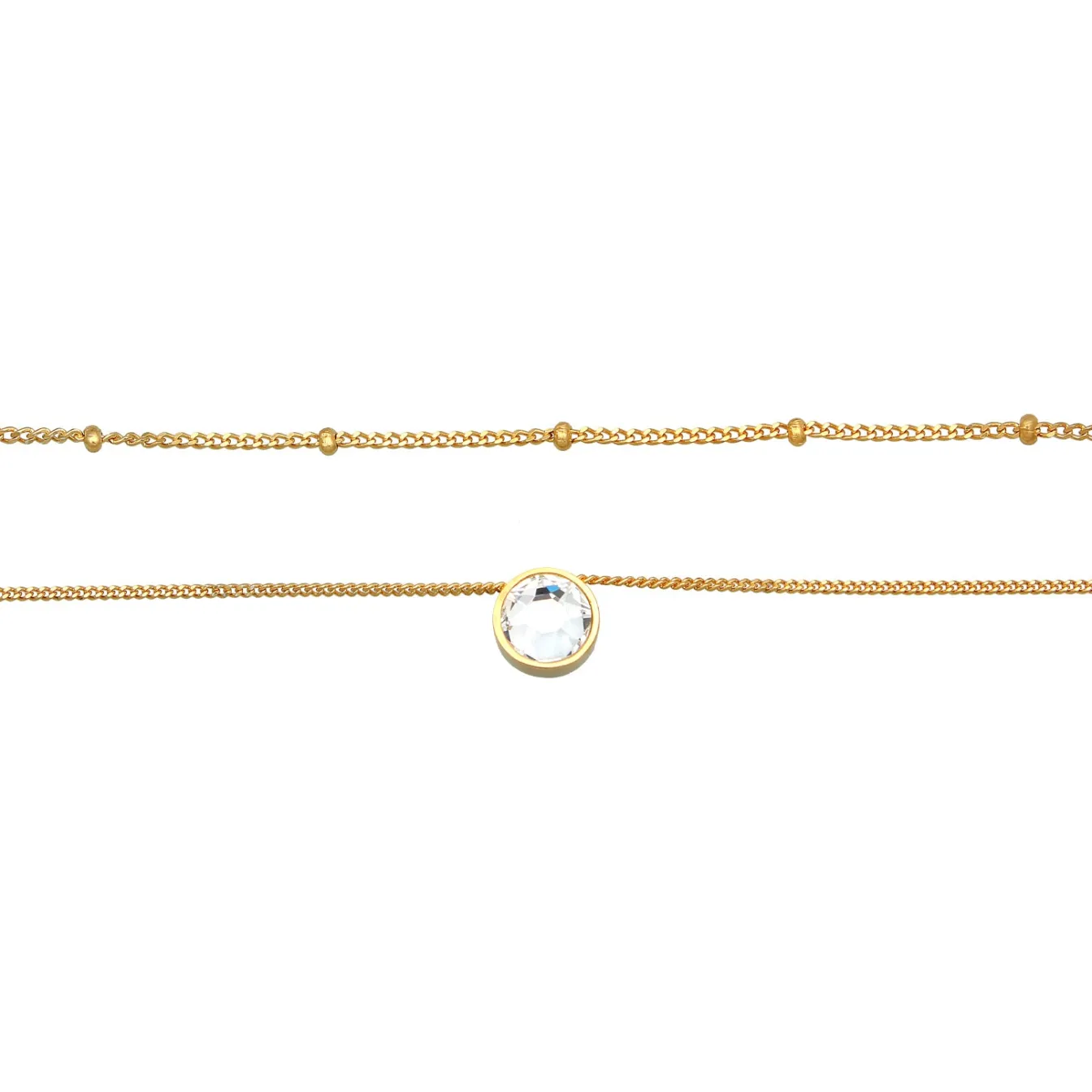 Elli "Layer-Choker Solitär Anhänger | Kristall (Weiß)< Halsketten|Silber