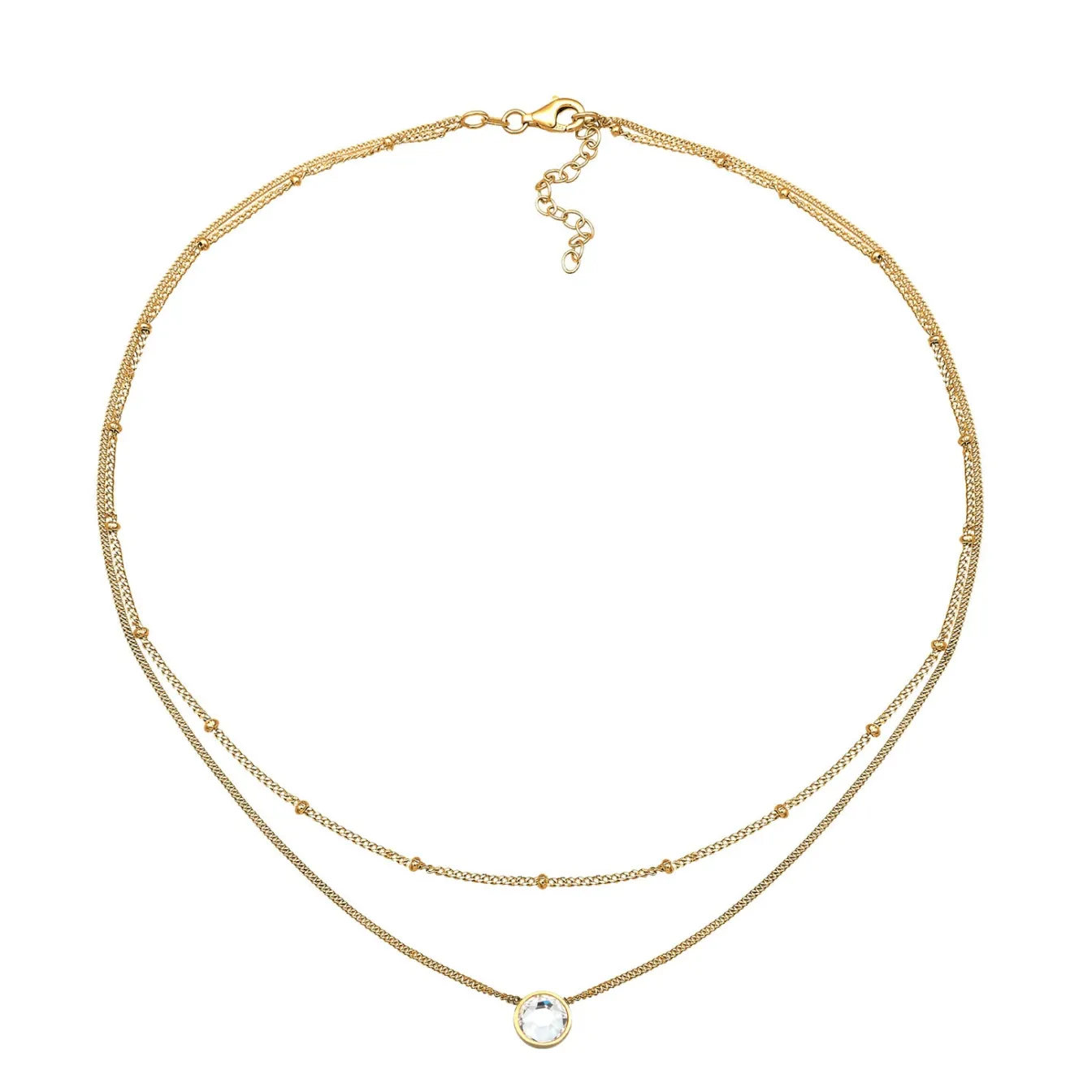 Elli "Layer-Choker Solitär Anhänger | Kristall (Weiß)< Halsketten|Silber