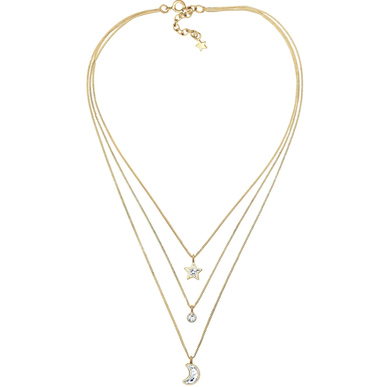 Elli "Layer-Halskette Astro | Kristall (Weiß)< Vergoldet|Symbol-schmuck