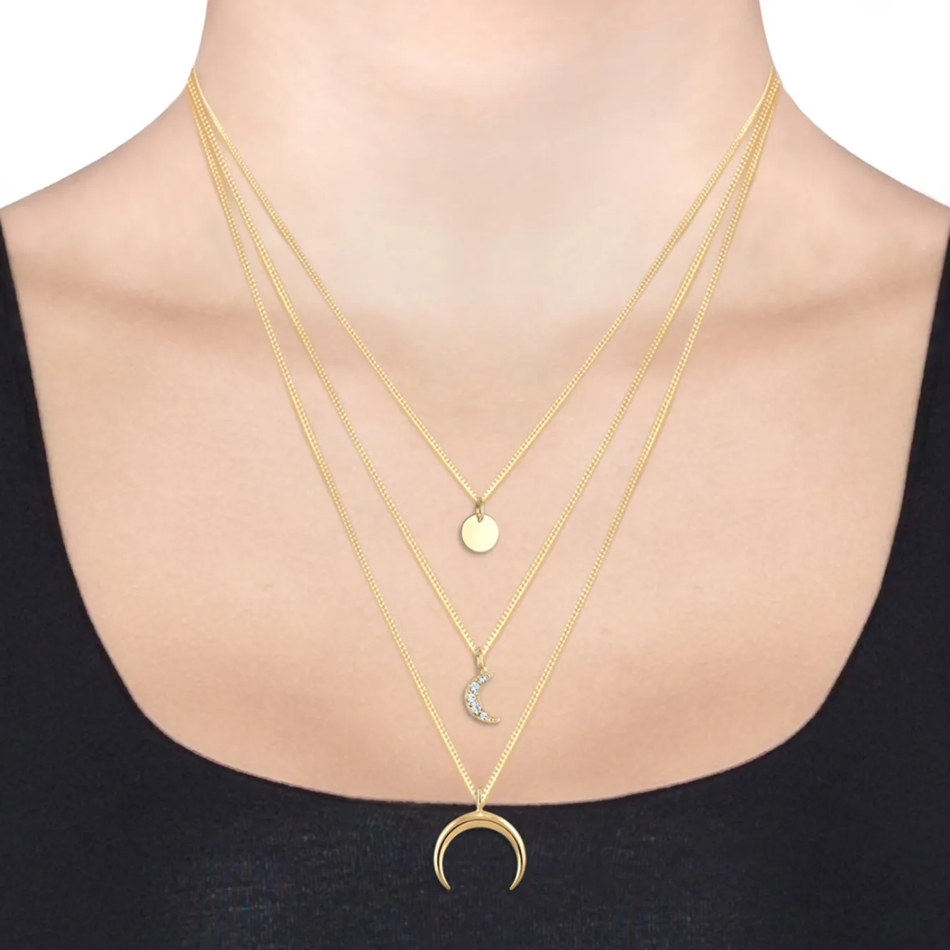 Elli "Layer-Halskette Astro | Kristall (Weiß)< Symbol-schmuck|Halsketten