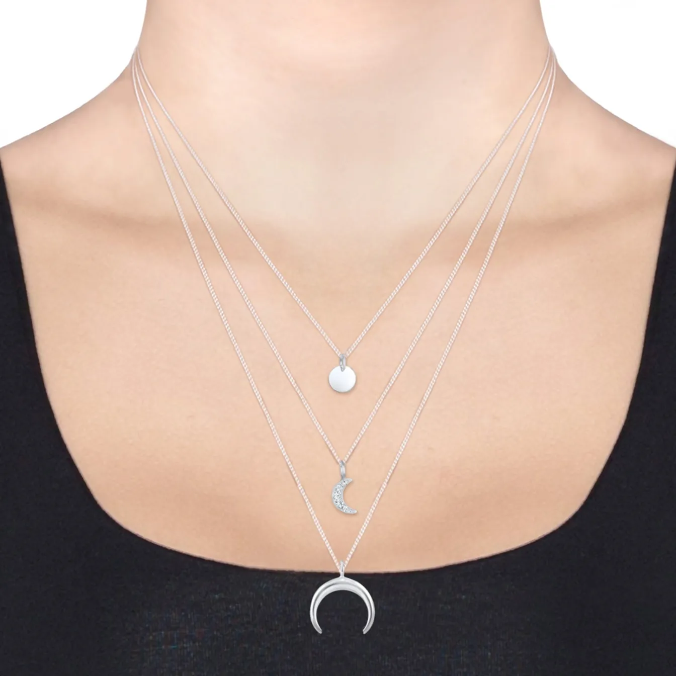 Elli "Layer-Halskette Astro | Kristall (Weiß)< Symbol-schmuck|Halsketten