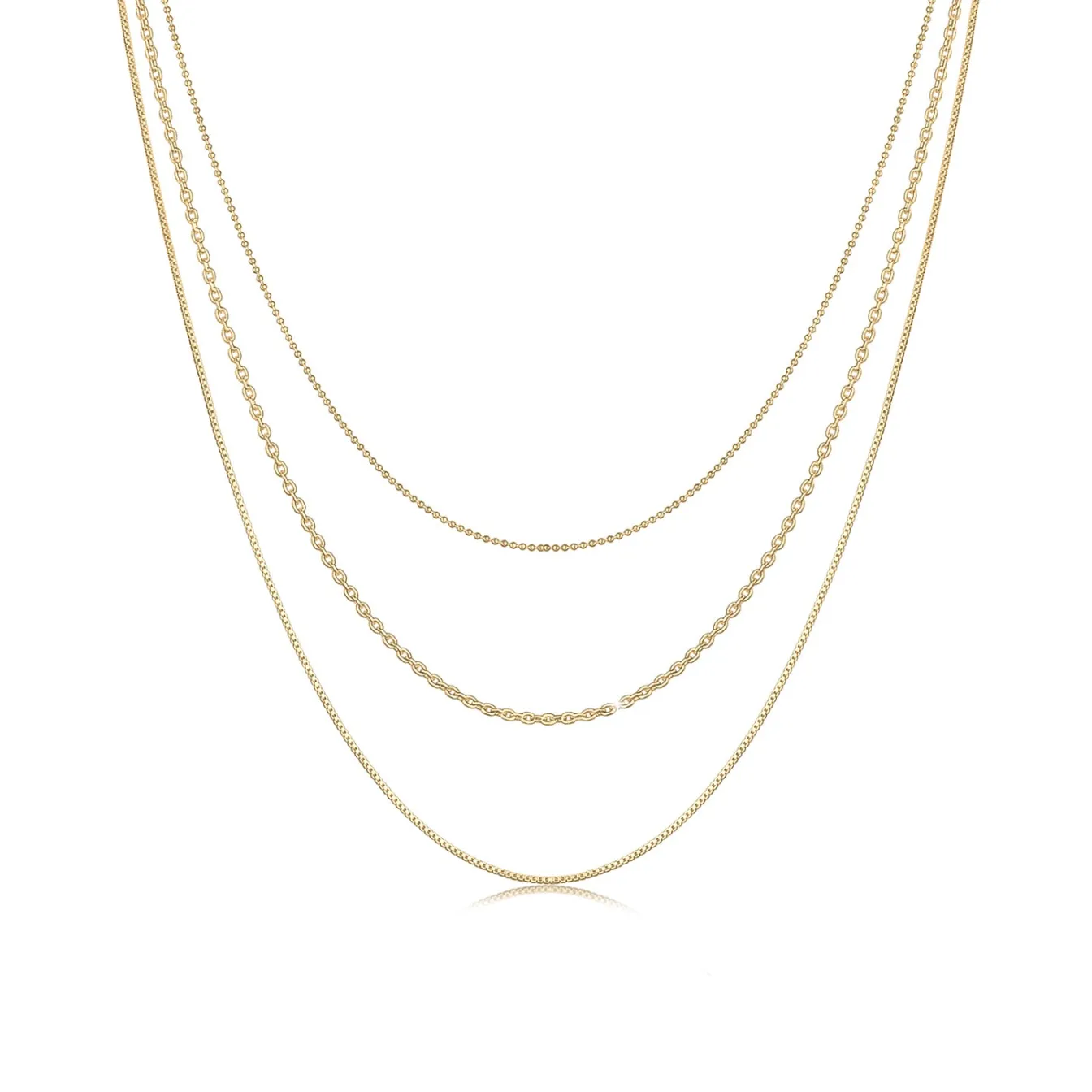 Elli "Layer-Halskette Basic Chains< Halsketten|Vergoldet