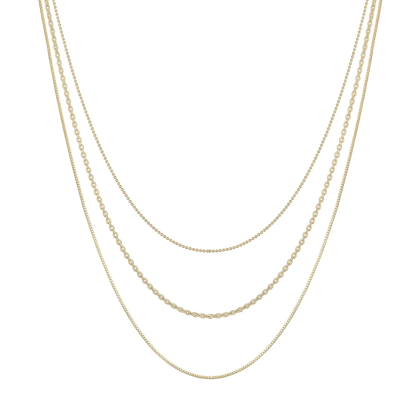 Elli "Layer-Halskette Basic Chains< Halsketten|Vergoldet