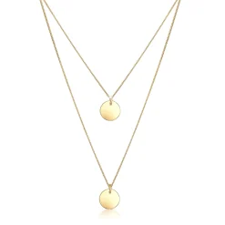 Elli "Layer-Halskette Geo Plättchen< Roségold|Vergoldet