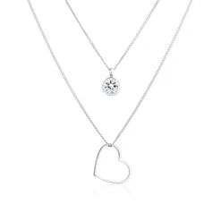 Elli "Layer-Halskette Herz | Kristall (Weiß)< Symbol-schmuck|Herz-schmuck