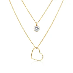 Elli "Layer-Halskette Herz | Kristall (Weiß)< Symbol-schmuck|Herz-schmuck
