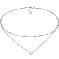 Elli "Layer-Halskette Herz | Süßwasserperlen< Vergoldet|Symbol-schmuck