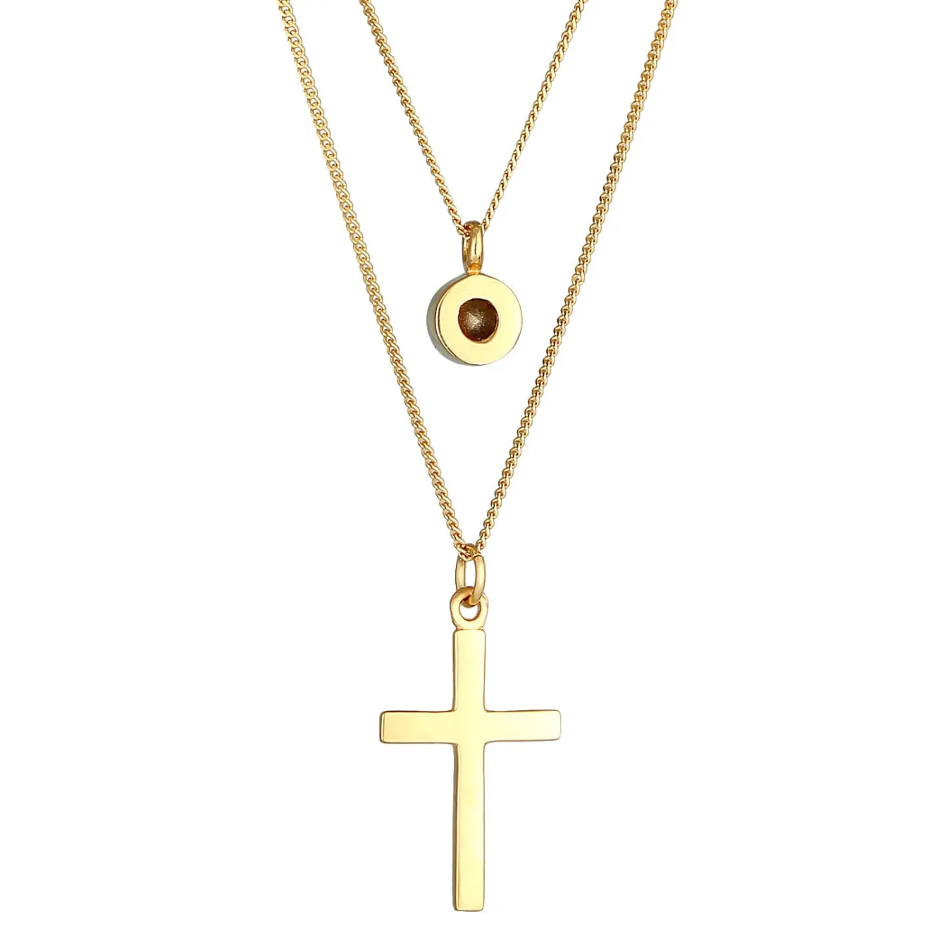 Elli "Layer-Halskette Kreuz | Kristall (Weiß)< Symbol-schmuck|Halsketten