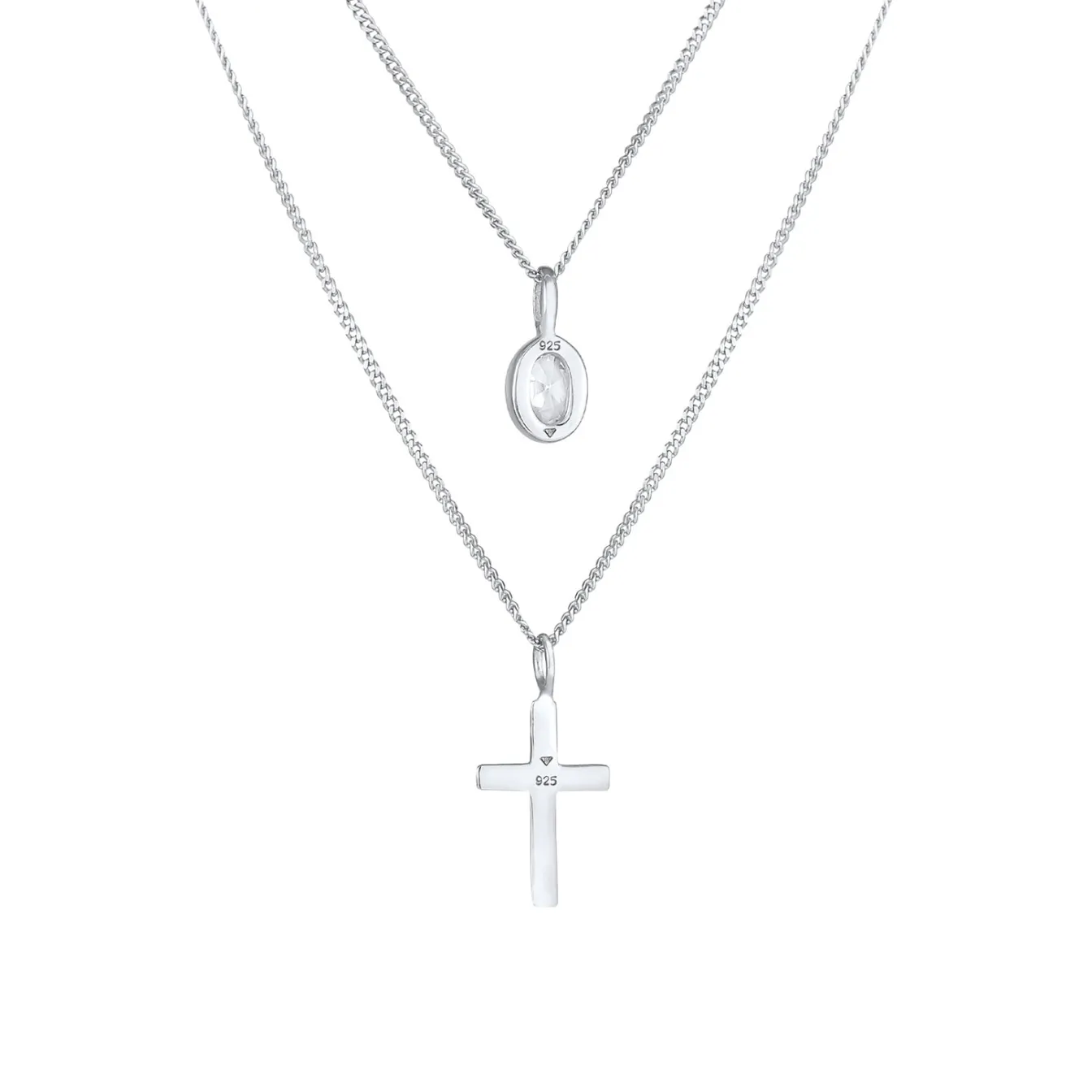 Elli "Layer-Halskette Kreuz | Zirkonia (Weiß)< Symbol-schmuck|Halsketten