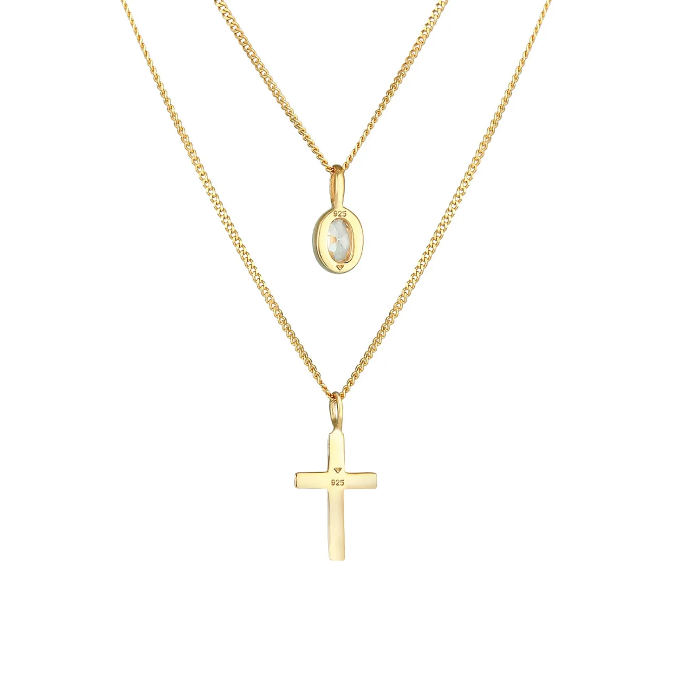 Elli "Layer-Halskette Kreuz | Zirkonia (Weiß)< Symbol-schmuck|Halsketten