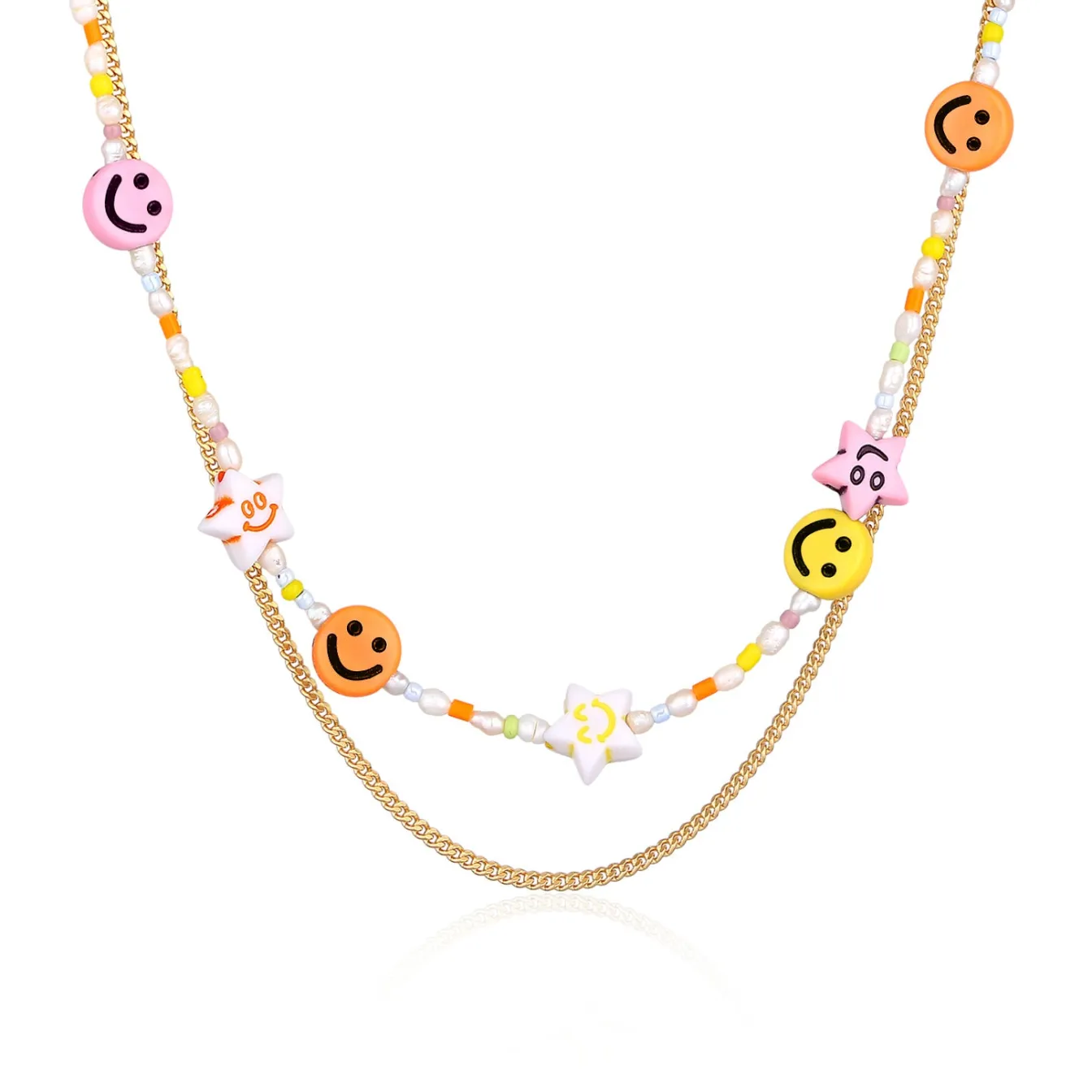 Elli "Layer-Halskette mit Smiling Face Beads | Süßwasserperlen< Perlen|Halsketten