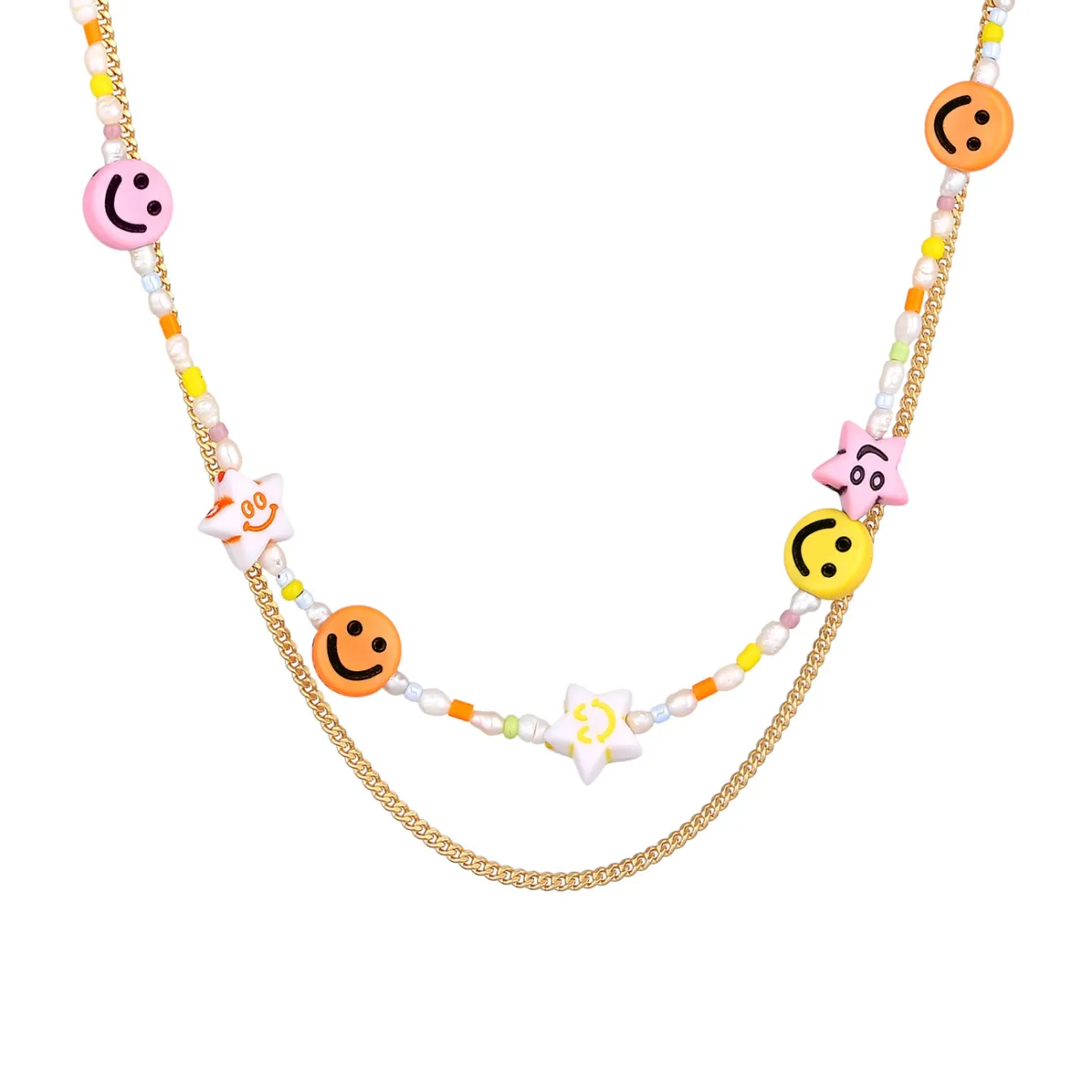 Elli "Layer-Halskette mit Smiling Face Beads | Süßwasserperlen< Perlen|Halsketten