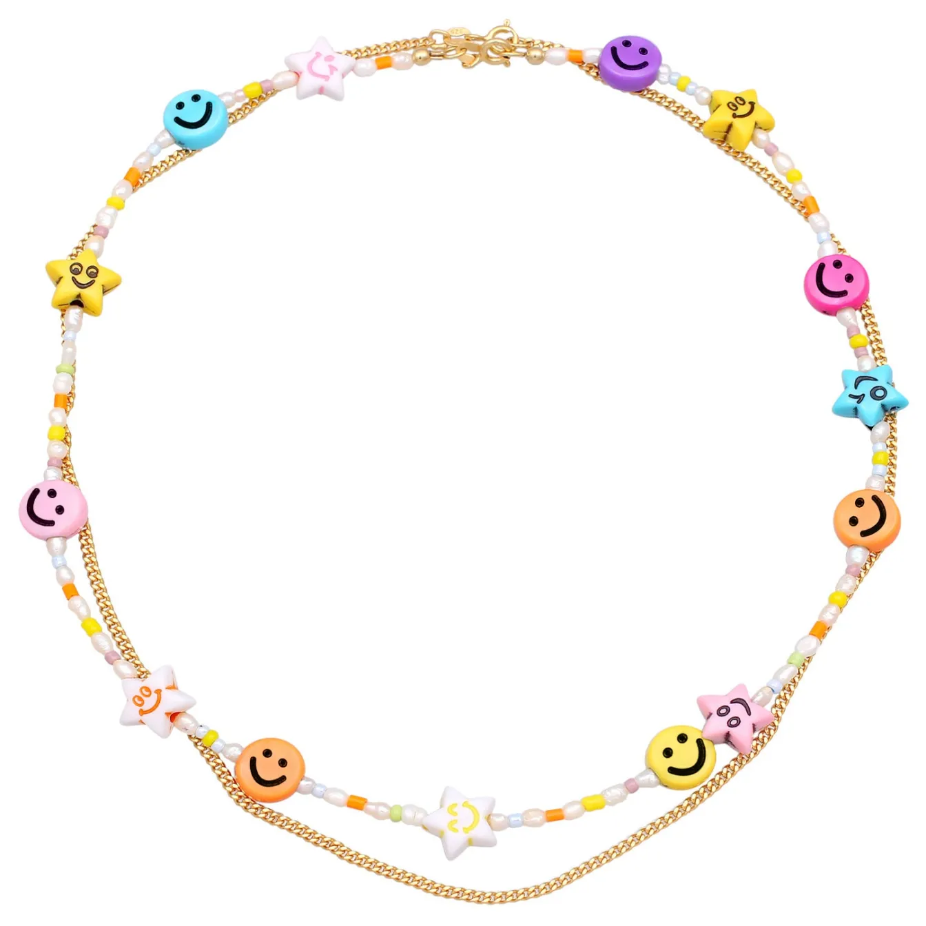 Elli "Layer-Halskette mit Smiling Face Beads | Süßwasserperlen< Perlen|Halsketten