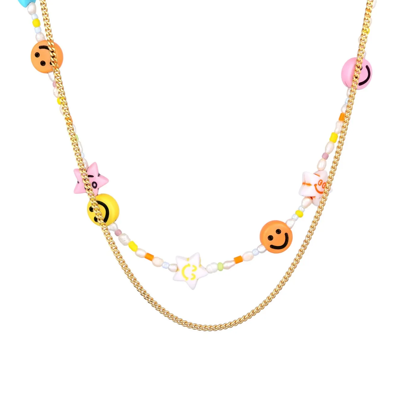 Elli "Layer-Halskette mit Smiling Face Beads | Süßwasserperlen< Perlen|Halsketten