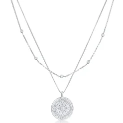 Elli "Layer-Halskette Münze | Zirkonia (weiß)< Vergoldet|Symbol-schmuck