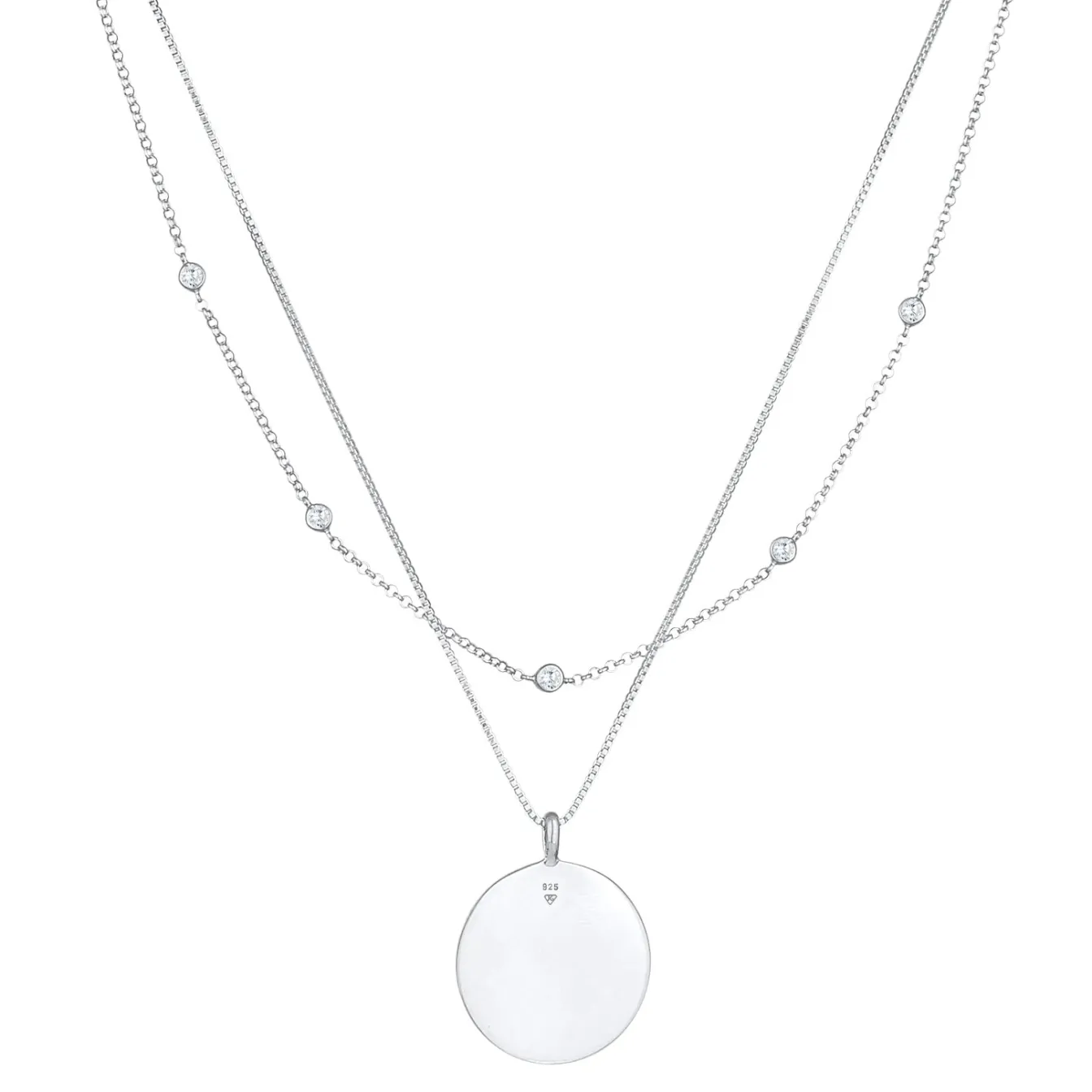 Elli "Layer-Halskette Münze | Zirkonia (weiß)< Vergoldet|Symbol-schmuck