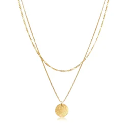 Elli "Layer-Halskette Münze Figaro< Silber|Roségold