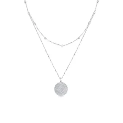 Elli "Layer-Halskette Plättchen | Kristalle (Weiß)< Symbol-schmuck|Halsketten
