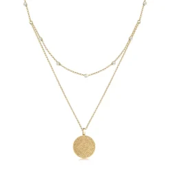 Elli "Layer-Halskette Plättchen | Kristalle (Weiß)< Symbol-schmuck|Halsketten