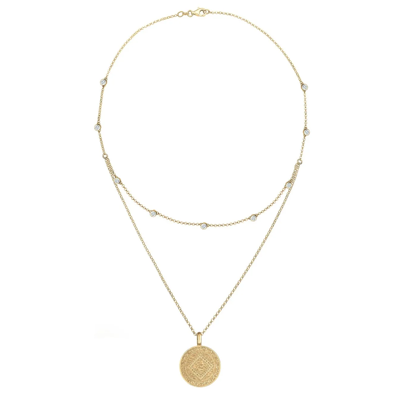 Elli "Layer-Halskette Plättchen | Kristalle (Weiß)< Symbol-schmuck|Halsketten