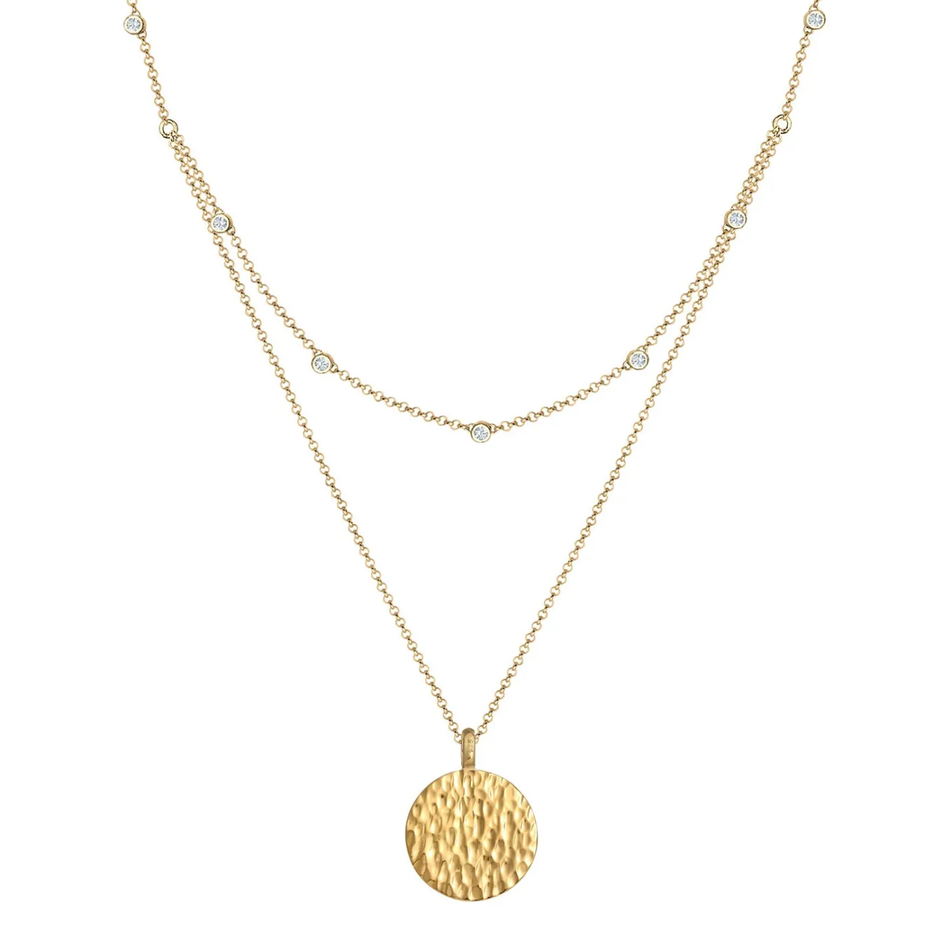 Elli "Layer-Halskette Plättchen | Kristalle (Weiß)< Symbol-schmuck|Halsketten