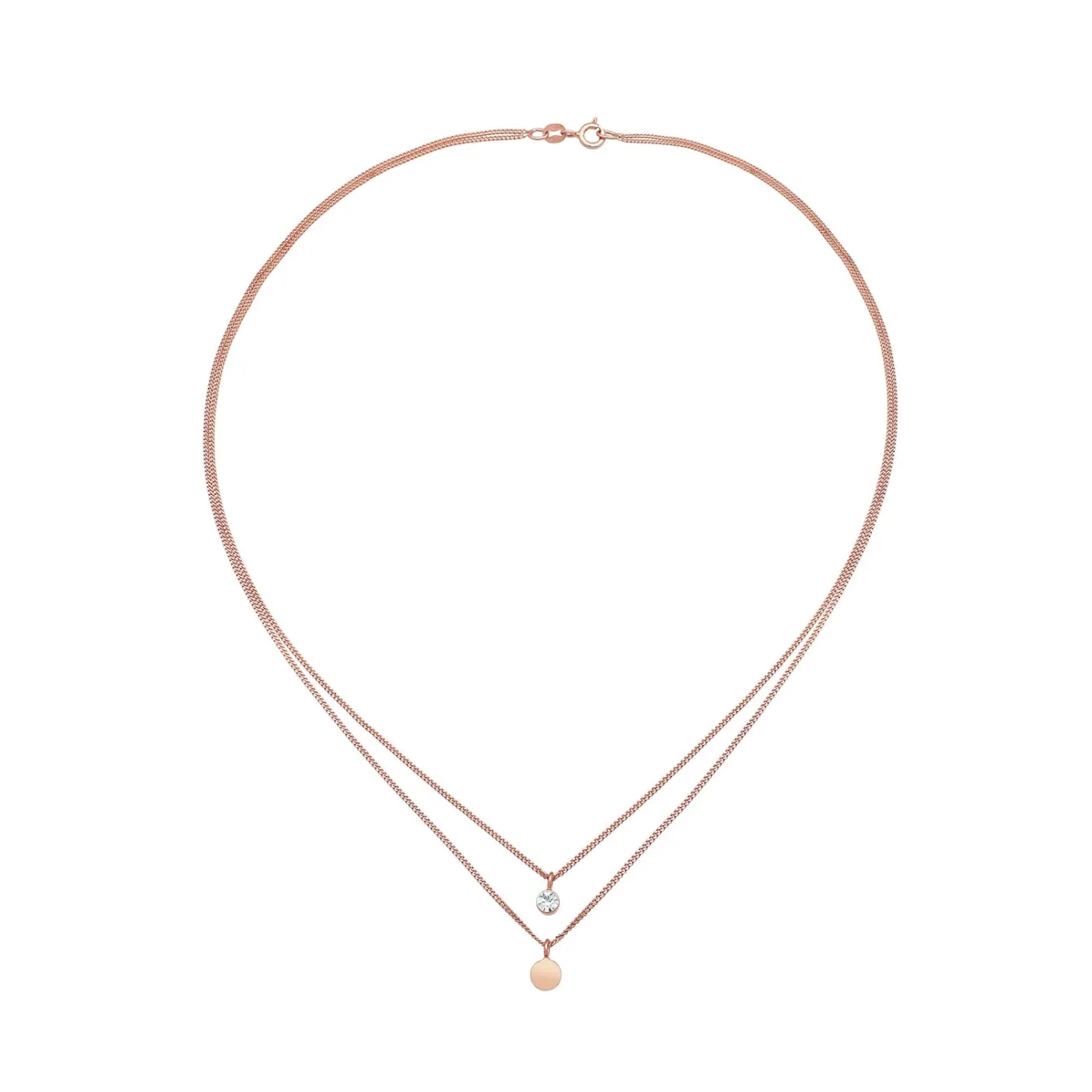 Elli "Layer-Halskette Plättchen | Glaskristall (Weiß)< Roségold|Halsketten