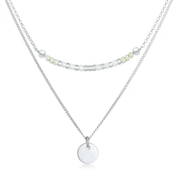 Elli "Layer-Halskette Plättchen Rund< Halsketten|Silber
