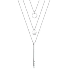 Elli "Layer-Halskette Plättchen Stab | Kristall (Weiß)< Halsketten|Silber