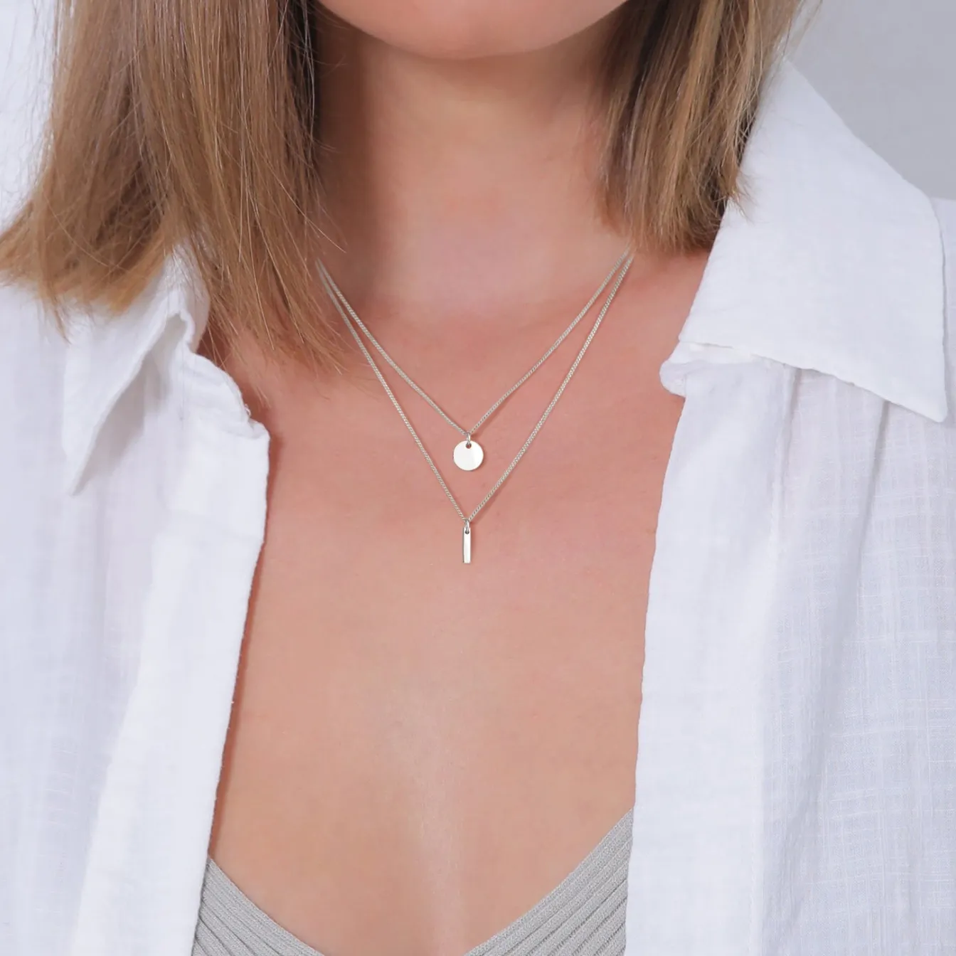 Elli "Layer-Halskette Stab Geo< Silber|Roségold