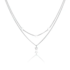 Elli "Layer-Halskette Stern | Kristall (Weiß)< Halsketten|Silber