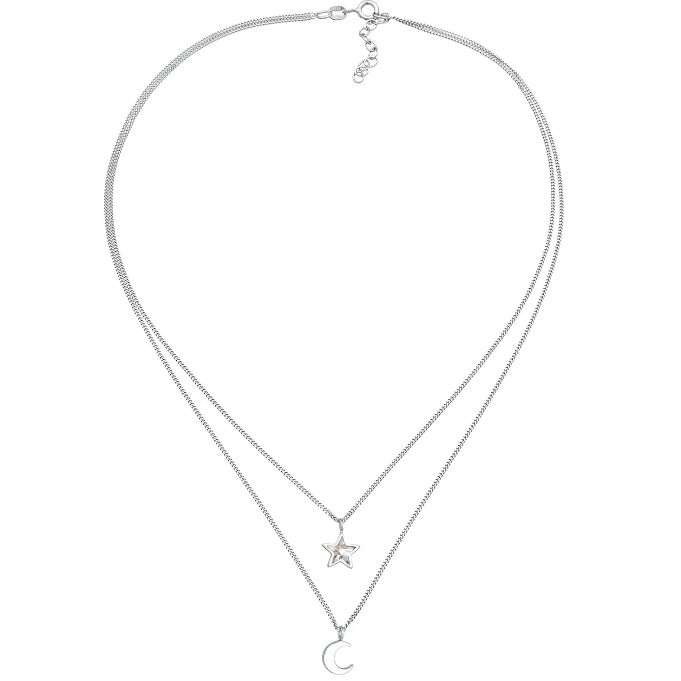Elli "Layer-Halskette Stern Halbmond | Kristall (Weiß)<Kinder Kinderschmuck