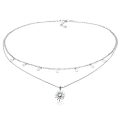 Elli "Layer-Kette Sonnen Anhänger< Vergoldet|Symbol-schmuck