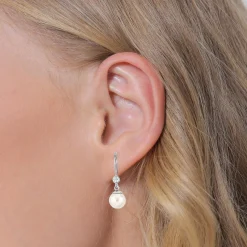 Elli "Ohrhänger | Perle, Zirkonia ( Weiß )< Perlen|Ohrringe