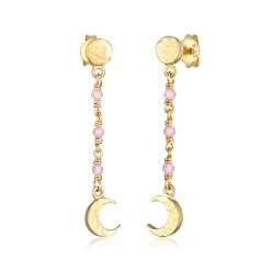 Elli "Ohrhänger Astro | Quarz ( Rosa )< Vergoldet|Symbol-schmuck