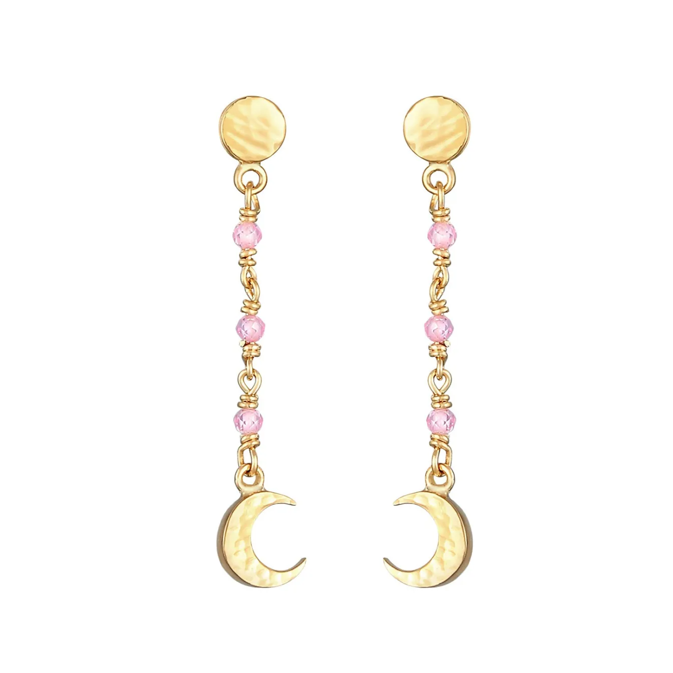 Elli "Ohrhänger Astro | Quarz ( Rosa )< Vergoldet|Symbol-schmuck
