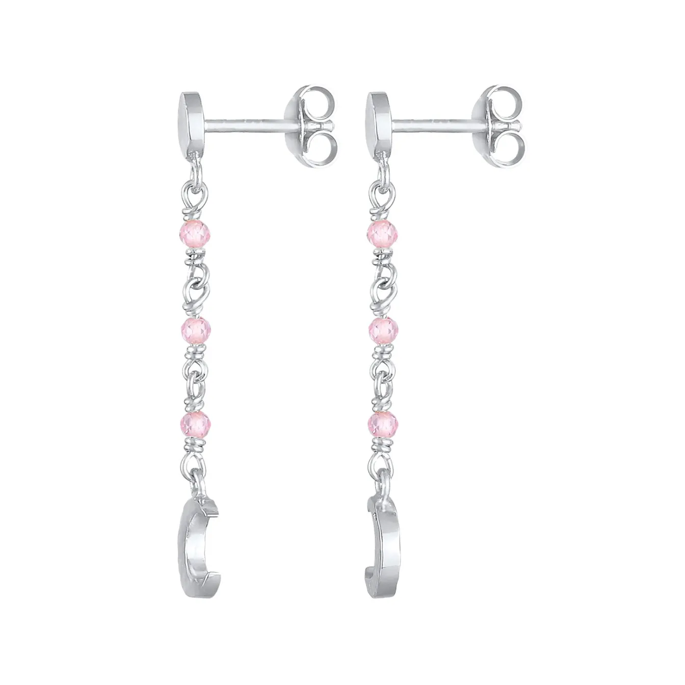 Elli "Ohrhänger Astro | Quarz ( Rosa )< Vergoldet|Symbol-schmuck